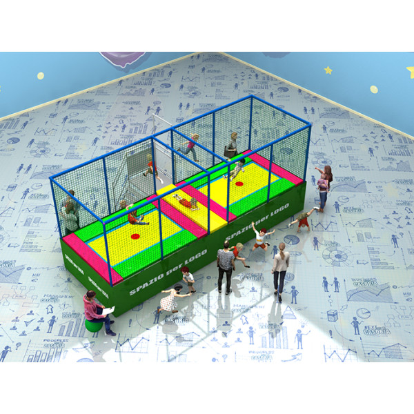 TRAMPOLINI "SMART" 2 POSTAZIONI CON PASSERELLA CENTRALE DIM. MT. 7 X 2,4 X 3 (h) DIVISORI ESCLUSI