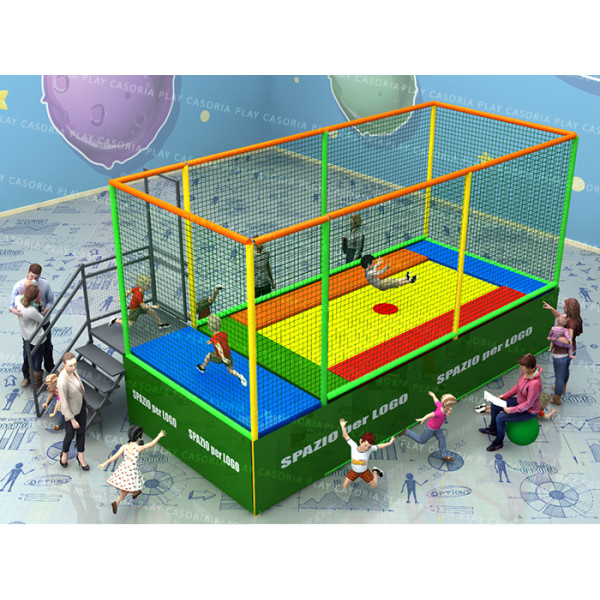 TRAMPOLINI "PRO" 1 TAPPETO CON PASSERELLA LATERALE MT. 2,7 x 5,9 x 3 (h) DIVISORI ESCLUSI