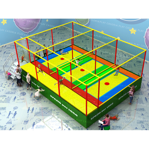 TRAMPOLINI "PRO" 3 TAPPETI CON PASSERELLA LATERALE MT. 7,9 x 5,9 x 3 (h) DIVISORI ESCLUSI
