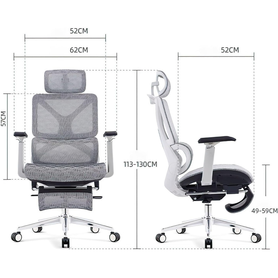SEDIA DA UFFICIO GRIGIADIM: cm 62 x 52 x 113 -130 (h)