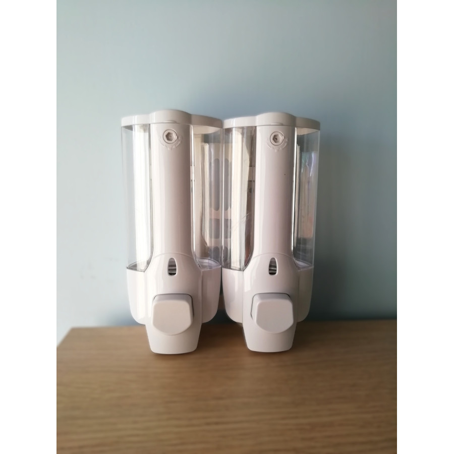 DISPENSER MANUALE DOPPIO PER IGIENIZZANTE GEL MANI DA PARETE380 ml + 380 ml