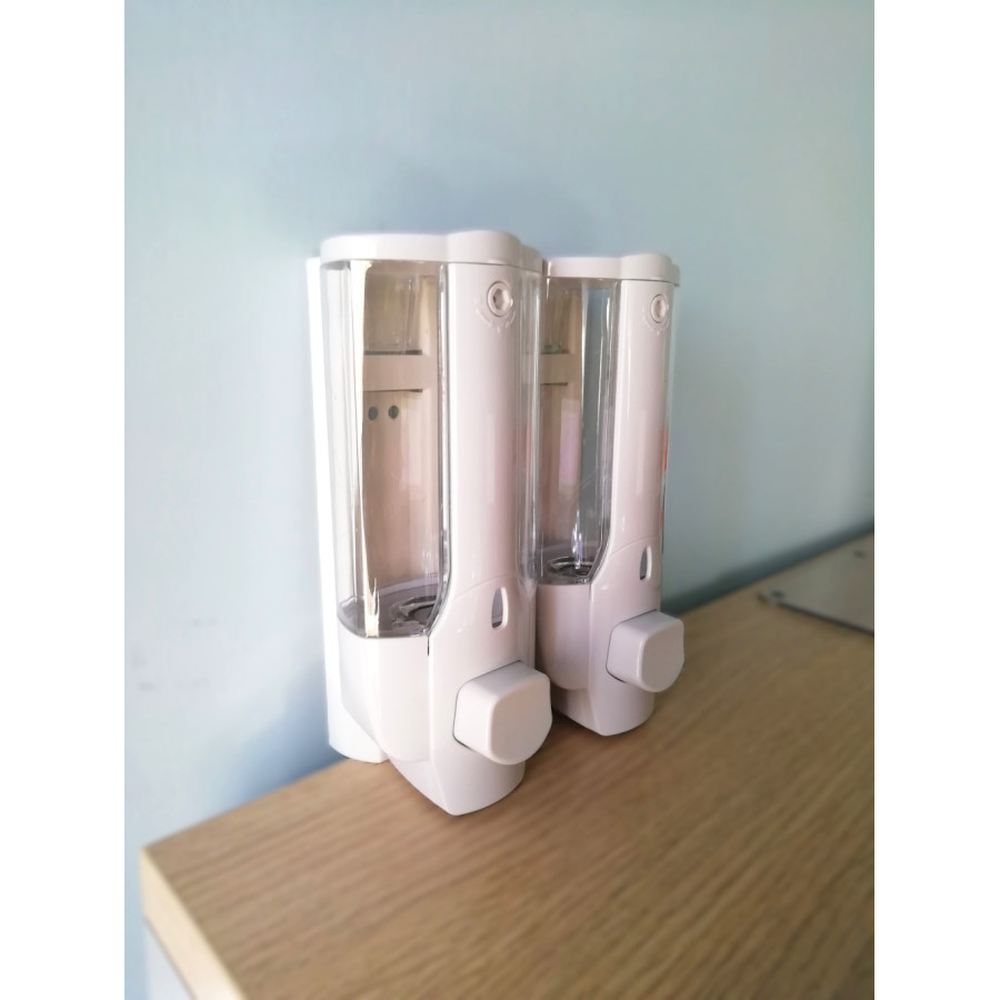 DISPENSER MANUALE DOPPIO PER IGIENIZZANTE GEL MANI DA PARETE380 ml + 380 ml