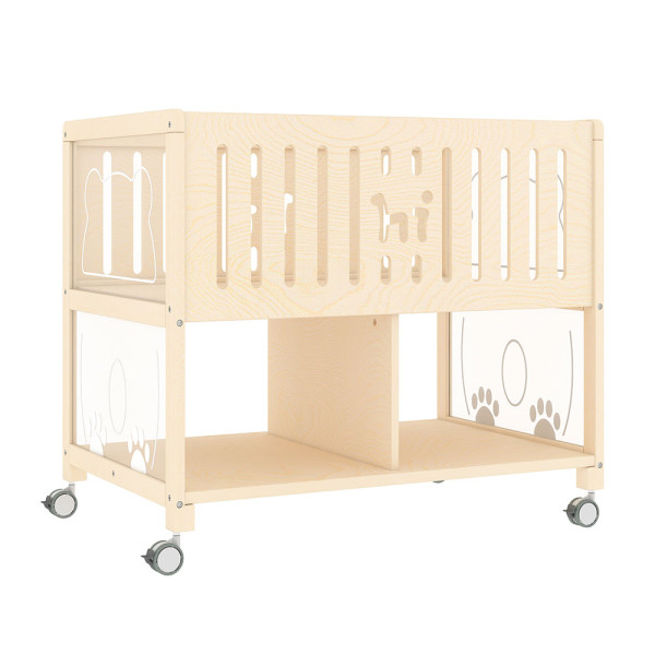 CULLA LETTINO TEDDY IN LEGNO CON VANO A GIORNO CM 100 X 66 X 88 (H) CON RUOTE